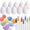 30 Pcs Easter Decorations Eggs with 8 Pens, White Plastic Eggs with Rope, Artificial DIY Creative Decoration Eggs for Party Favors, Easter Crafts, Easter Basket Stuffers, Easter Tree Ornaments